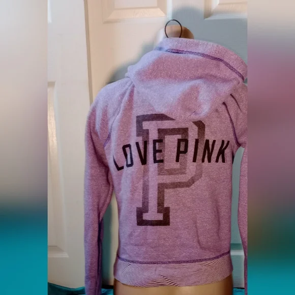 PINK VICTORIA SECRET PURPLE JACKET WITH HOOD, SIZE SMALL - Picture 4 of 9